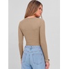 image:imageANRABESS Womens Long Sleeve Deep V Neck Tops  Basic Tee Shirt Slim Fit Stretchy Soft Breathable Rib Knit Fabric Fall Winter Layer Casual Work VacationEvery Day WearLight Khaki