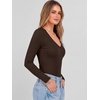 image:imageANRABESS Womens Long Sleeve Deep V Neck Tops  Basic Tee Shirt Slim Fit Stretchy Soft Breathable Rib Knit Fabric Fall Winter Layer Casual Work VacationEvery Day WearBrown