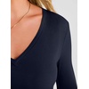 image:imageANRABESS Womens Long Sleeve Deep V Neck Tops  Basic Tee Shirt Slim Fit Stretchy Soft Breathable Rib Knit Fabric Fall Winter Layer Casual Work VacationEvery Day WearNavy Blue