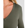 image:imageANRABESS Womens Long Sleeve Deep V Neck Tops  Basic Tee Shirt Slim Fit Stretchy Soft Breathable Rib Knit Fabric Fall Winter Layer Casual Work VacationEvery Day WearArmy Green