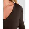 image:imageANRABESS Womens Long Sleeve Deep V Neck Tops  Basic Tee Shirt Slim Fit Stretchy Soft Breathable Rib Knit Fabric Fall Winter Layer Casual Work VacationEvery Day WearBrown