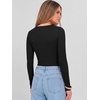 image:imageANRABESS Womens Long Sleeve Deep V Neck Tops  Basic Tee Shirt Slim Fit Stretchy Soft Breathable Rib Knit Fabric Fall Winter Layer Casual Work VacationEvery Day WearBlack