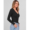 image:imageANRABESS Womens Long Sleeve Deep V Neck Tops  Basic Tee Shirt Slim Fit Stretchy Soft Breathable Rib Knit Fabric Fall Winter Layer Casual Work VacationEvery Day WearBlack