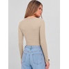 image:imageANRABESS Womens Long Sleeve Deep V Neck Tops  Basic Tee Shirt Slim Fit Stretchy Soft Breathable Rib Knit Fabric Fall Winter Layer Casual Work VacationEvery Day WearBeige