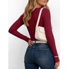 image:imageANRABESS Womens Long Sleeve Henley Tops  Ribbed Knit Shirts Slim Fit Stretchy Soft Breathable Fabric Fall Winter Layer Casual Work Travel VacationEvery Day WearDeep Red