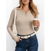image:imageANRABESS Womens Long Sleeve Henley Tops  Ribbed Knit Shirts Slim Fit Stretchy Soft Breathable Fabric Fall Winter Layer Casual Work Travel VacationEvery Day WearBeige