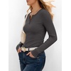 image:imageANRABESS Womens Long Sleeve Henley Tops  Ribbed Knit Shirts Slim Fit Stretchy Soft Breathable Fabric Fall Winter Layer Casual Work Travel VacationEvery Day WearCharcoal