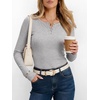 image:imageANRABESS Womens Long Sleeve Henley Tops  Ribbed Knit Shirts Slim Fit Stretchy Soft Breathable Fabric Fall Winter Layer Casual Work Travel VacationEvery Day WearGrey