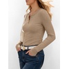 image:imageANRABESS Womens Long Sleeve Henley Tops  Ribbed Knit Shirts Slim Fit Stretchy Soft Breathable Fabric Fall Winter Layer Casual Work Travel VacationEvery Day WearLight Khaki
