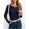 image:imageANRABESS Womens Long Sleeve Henley Tops  Ribbed Knit Shirts Slim Fit Stretchy Soft Breathable Fabric Fall Winter Layer Casual Work Travel VacationEvery Day WearNavy Blue