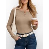image:imageANRABESS Womens Long Sleeve Henley Tops  Ribbed Knit Shirts Slim Fit Stretchy Soft Breathable Fabric Fall Winter Layer Casual Work Travel VacationEvery Day WearLight Khaki