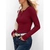 image:imageANRABESS Womens Long Sleeve Henley Tops  Ribbed Knit Shirts Slim Fit Stretchy Soft Breathable Fabric Fall Winter Layer Casual Work Travel VacationEvery Day WearDeep Red