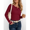 image:imageANRABESS Womens Long Sleeve Henley Tops  Ribbed Knit Shirts Slim Fit Stretchy Soft Breathable Fabric Fall Winter Layer Casual Work Travel VacationEvery Day WearDeep Red