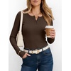 image:imageANRABESS Womens Long Sleeve Henley Tops  Ribbed Knit Shirts Slim Fit Stretchy Soft Breathable Fabric Fall Winter Layer Casual Work Travel VacationEvery Day WearBrown