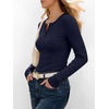 image:imageANRABESS Womens Long Sleeve Henley Tops  Ribbed Knit Shirts Slim Fit Stretchy Soft Breathable Fabric Fall Winter Layer Casual Work Travel VacationEvery Day WearNavy Blue