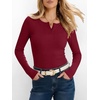 image:imageANRABESS Womens Long Sleeve Henley Tops  Ribbed Knit Shirts Slim Fit Stretchy Soft Breathable Fabric Fall Winter Layer Casual Work Travel VacationEvery Day WearDeep Red