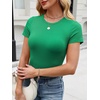 image:imageANRABESS Womens Short Sleeve Tops Built in Bra Slim Fitted Ribbed Knit Crewneck Shirts 2026 Casual Summer Basic Tee ClothesGreen