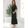 image:imageANRABESS Womens Summer Short Sleeve Maxi Dress 2026 Casual V Neck High Waist ALine Flowy Loose Tiered Boho Long DressesBlack