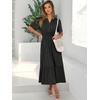 image:imageANRABESS Womens Summer Short Sleeve Maxi Dress 2026 Casual V Neck High Waist ALine Flowy Loose Tiered Boho Long DressesBlack