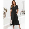 image:imageANRABESS Womens Summer Short Sleeve Maxi Dress 2026 Casual V Neck High Waist ALine Flowy Loose Tiered Boho Long DressesBlack