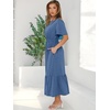 image:imageANRABESS Womens Summer Short Sleeve Maxi Dress 2026 Casual V Neck High Waist ALine Flowy Loose Tiered Boho Long DressesDark Blue
