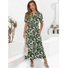 image:imageANRABESS Womens Summer Short Sleeve Maxi Dress 2026 Casual V Neck High Waist ALine Flowy Loose Tiered Boho Long DressesGreen Note