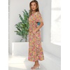 image:imageANRABESS Womens Summer Short Sleeve Maxi Dress 2026 Casual V Neck High Waist ALine Flowy Loose Tiered Boho Long DressesGrey Pink Floral