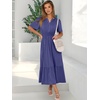 image:imageANRABESS Womens Summer Short Sleeve Maxi Dress 2026 Casual V Neck High Waist ALine Flowy Loose Tiered Boho Long DressesNavy Blue