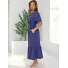 image:imageANRABESS Womens Summer Short Sleeve Maxi Dress 2026 Casual V Neck High Waist ALine Flowy Loose Tiered Boho Long DressesNavy Blue