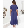 image:imageANRABESS Womens Summer Short Sleeve Maxi Dress 2026 Casual V Neck High Waist ALine Flowy Loose Tiered Boho Long DressesNavy Blue