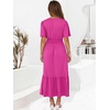 image:imageANRABESS Womens Summer Short Sleeve Maxi Dress 2026 Casual V Neck High Waist ALine Flowy Loose Tiered Boho Long DressesRed
