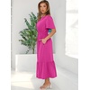 image:imageANRABESS Womens Summer Short Sleeve Maxi Dress 2026 Casual V Neck High Waist ALine Flowy Loose Tiered Boho Long DressesRed