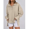 image:imageANRABESS Womens Sweatshirts Oversized Casual Loose Button Up Henley Pullover Top High Low Split 2026 Fall Fashion OutfitsApricot
