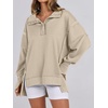 image:imageANRABESS Womens Sweatshirts Oversized Casual Loose Button Up Henley Pullover Top High Low Split 2026 Fall Fashion OutfitsApricot