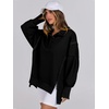 image:imageANRABESS Womens Sweatshirts Oversized Casual Loose Button Up Henley Pullover Top High Low Split 2026 Fall Fashion OutfitsBlack