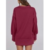 image:imageANRABESS Womens Sweatshirts Oversized Casual Loose Button Up Henley Pullover Top High Low Split 2026 Fall Fashion OutfitsDeep Red