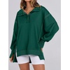 image:imageANRABESS Womens Sweatshirts Oversized Casual Loose Button Up Henley Pullover Top High Low Split 2026 Fall Fashion OutfitsForest
