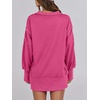 image:imageANRABESS Womens Sweatshirts Oversized Casual Loose Button Up Henley Pullover Top High Low Split 2026 Fall Fashion OutfitsHot Pink
