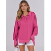 image:imageANRABESS Womens Sweatshirts Oversized Casual Loose Button Up Henley Pullover Top High Low Split 2026 Fall Fashion OutfitsHot Pink