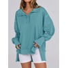 image:imageANRABESS Womens Sweatshirts Oversized Casual Loose Button Up Henley Pullover Top High Low Split 2026 Fall Fashion OutfitsLake Green