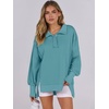image:imageANRABESS Womens Sweatshirts Oversized Casual Loose Button Up Henley Pullover Top High Low Split 2026 Fall Fashion OutfitsLake Green