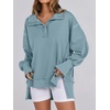 image:imageANRABESS Womens Sweatshirts Oversized Casual Loose Button Up Henley Pullover Top High Low Split 2026 Fall Fashion OutfitsLight Grey Blue