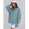 image:imageANRABESS Womens Sweatshirts Oversized Casual Loose Button Up Henley Pullover Top High Low Split 2026 Fall Fashion OutfitsLight Grey Blue