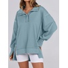 image:imageANRABESS Womens Sweatshirts Oversized Casual Loose Button Up Henley Pullover Top High Low Split 2026 Fall Fashion OutfitsLight Grey Blue