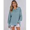 image:imageANRABESS Womens Sweatshirts Oversized Casual Loose Button Up Henley Pullover Top High Low Split 2026 Fall Fashion OutfitsLight Grey Blue