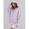 image:imageANRABESS Womens Sweatshirts Oversized Casual Loose Button Up Henley Pullover Top High Low Split 2026 Fall Fashion OutfitsLight Purple