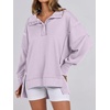 image:imageANRABESS Womens Sweatshirts Oversized Casual Loose Button Up Henley Pullover Top High Low Split 2026 Fall Fashion OutfitsLight Purple