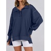 image:imageANRABESS Womens Sweatshirts Oversized Casual Loose Button Up Henley Pullover Top High Low Split 2026 Fall Fashion OutfitsNavy Blue