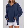 image:imageANRABESS Womens Sweatshirts Oversized Casual Loose Button Up Henley Pullover Top High Low Split 2026 Fall Fashion OutfitsNavy Blue