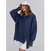 image:imageANRABESS Womens Sweatshirts Oversized Casual Loose Button Up Henley Pullover Top High Low Split 2026 Fall Fashion OutfitsNavy Blue